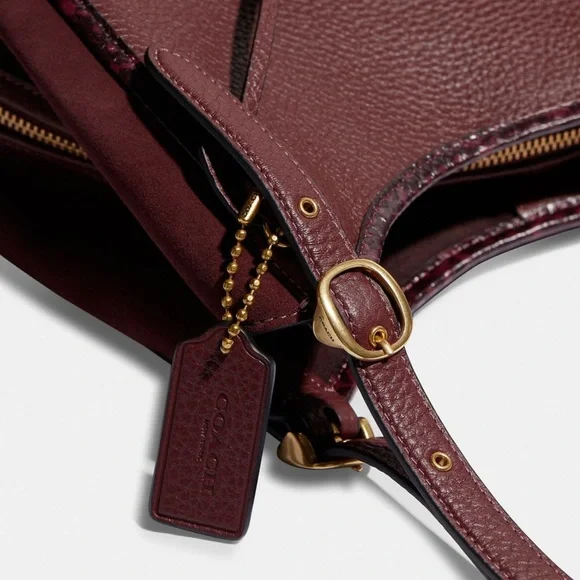 Coach burgundy leather and suede Lori bag - Picture 6 of 12